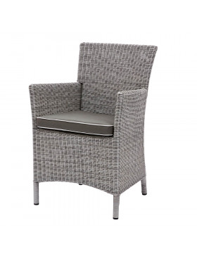 Grey rattan dining chair. On a white background