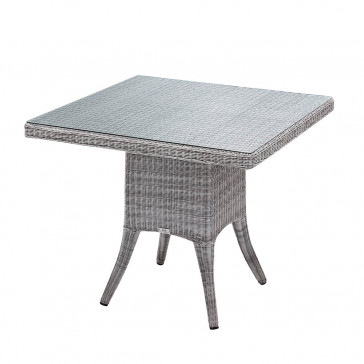 Four seater Grey rattan garden table on a white background