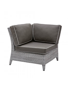 Oceane corner modular piece in French grey with quick drying cushions pictured on white background