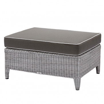 Oceane garden foot stool French grey rattan pictured on white background