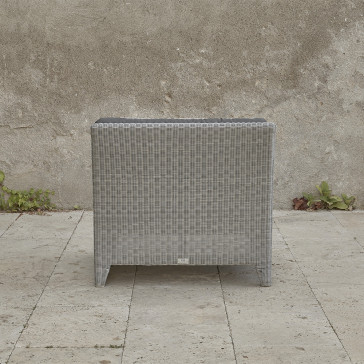 Oceane mid section. French grey rattan pictured on Southern French terrace. Pictured from the back