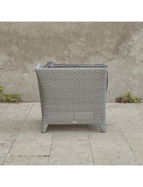 Oceane corner piece . French grey rattan on a southern French terrace. Pictured from the back