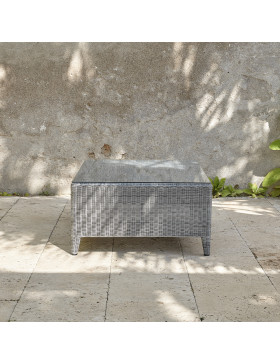 Ocean coffee table High quality French grey rattan pictured from one end of the table on a southern French terrace